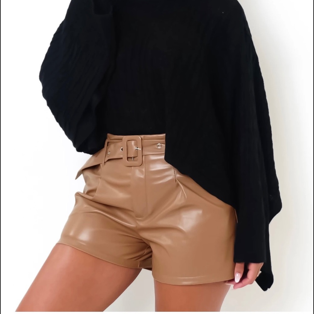 Light Brown Faux Leather Shorts